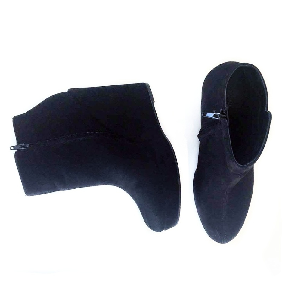 Black Suede Wedge Platform Ankle Booties